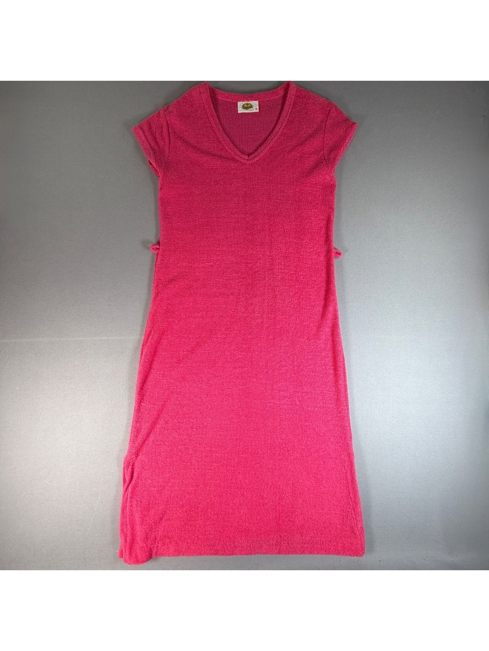 Fresh Produce Terry Cloth Dress Womens M Pink V Neck Cap Sleeve Beach Cover Up